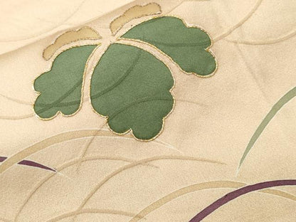 平和屋着物■訪問着　駒刺繍　桐　芝草文　正絹　逸品　CABJ2922ev