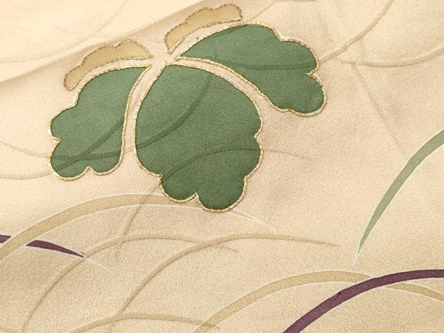 平和屋着物■訪問着　駒刺繍　桐　芝草文　正絹　逸品　CABJ2922ev