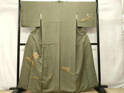 平和屋着物■訪問着　千鳥　枝葉文　金彩　正絹　逸品　CABJ2923ev