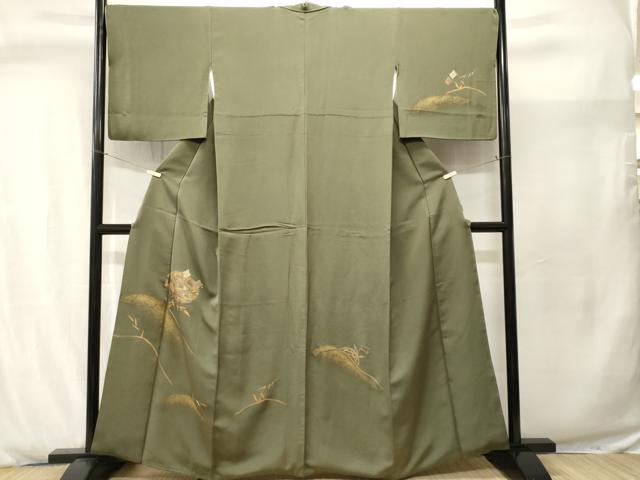 平和屋着物■訪問着　千鳥　枝葉文　金彩　正絹　逸品　CABJ2923ev