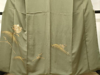 平和屋着物■訪問着　千鳥　枝葉文　金彩　正絹　逸品　CABJ2923ev