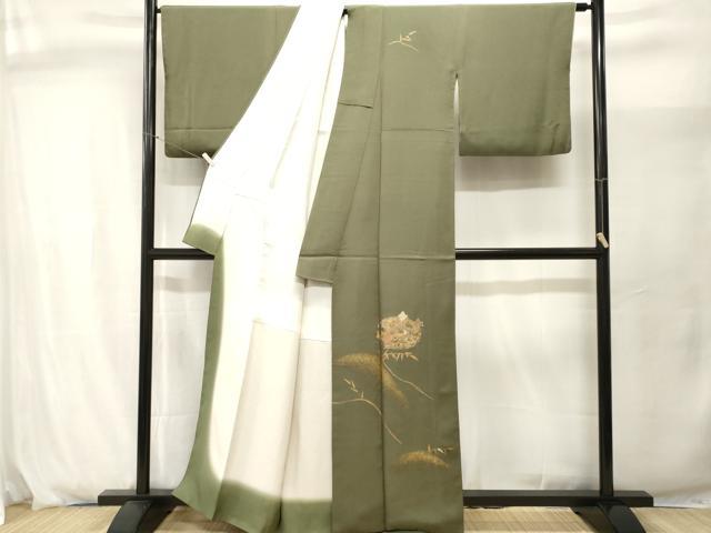 平和屋着物■訪問着　千鳥　枝葉文　金彩　正絹　逸品　CABJ2923ev