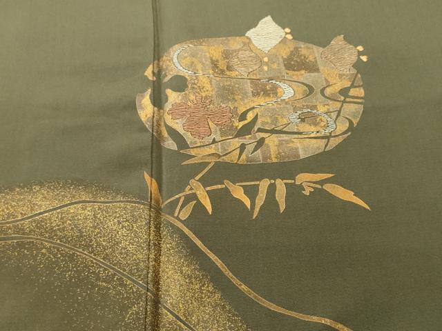平和屋着物■訪問着　千鳥　枝葉文　金彩　正絹　逸品　CABJ2923ev