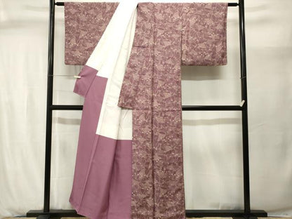 平和屋着物■江戸小紋　鮫小紋柄　銀杏花文　正絹　逸品　CABJ2929ev