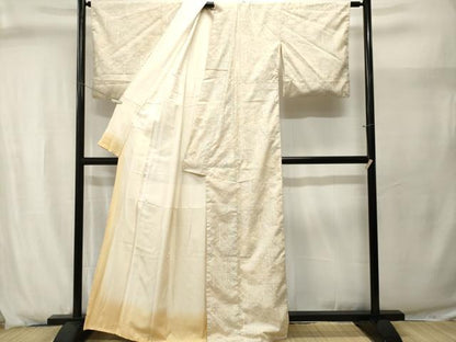 平和屋着物■上質な紬　切嵌草花文　正絹　逸品　CABJ2933ev