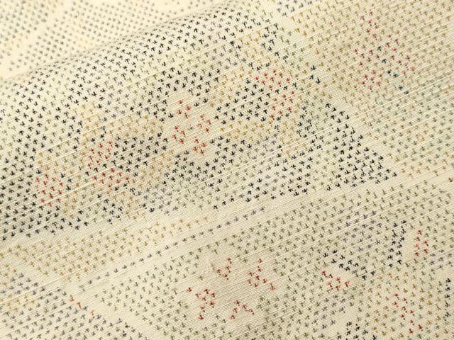 平和屋着物■上質な紬　切嵌草花文　正絹　逸品　CABJ2933ev
