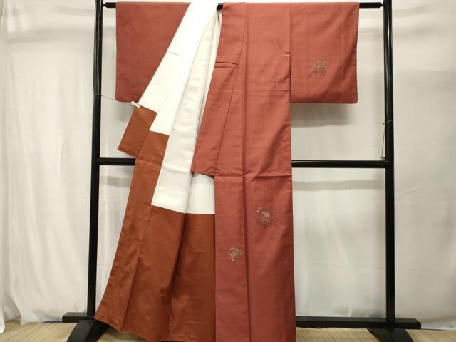 平和屋着物■訪問着　紬地　花筏　花車文　正絹　逸品　CABJ2935ev