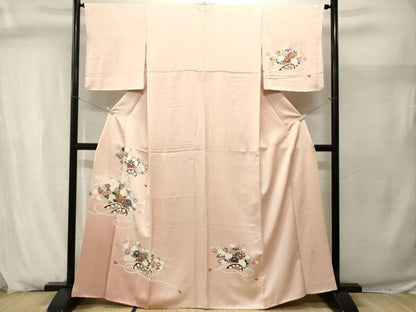 平和屋着物■訪問着　片輪車草花文　暈し染め　金彩　正絹　逸品　CABJ2937ev
