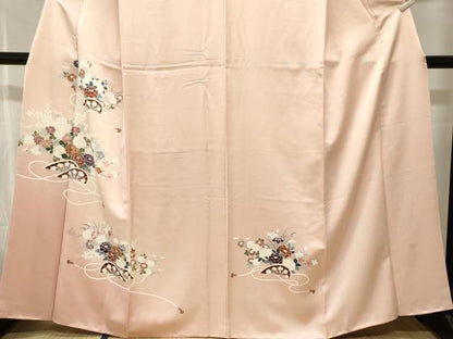 平和屋着物■訪問着　片輪車草花文　暈し染め　金彩　正絹　逸品　CABJ2937ev