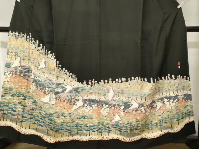 平和屋着物■豪華黒留袖　作家物　飛鶴浜松文　正絹　逸品　CABJ2938ev