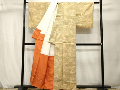 平和屋着物■本場染大島紬　扇面菱花文　正絹　逸品　CABJ2939ev