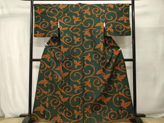 平和屋着物■上質な紬　唐草文　正絹　逸品　CABJ2942ev
