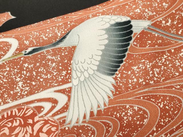 平和屋着物■豪華黒留袖　刺繍　流水飛鶴文　暈し染め　正絹　逸品　CABJ2952ev
