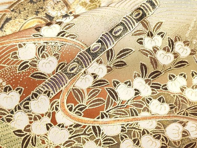 平和屋着物■豪華黒留袖　楽器草花文　暈し染め　金彩　正絹　逸品　CABJ2953ev