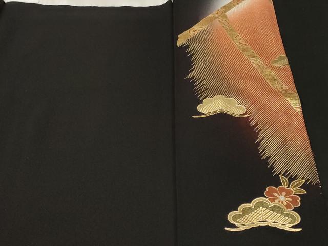 平和屋着物■豪華黒留袖　楽器草花文　暈し染め　金彩　正絹　逸品　CABJ2953ev