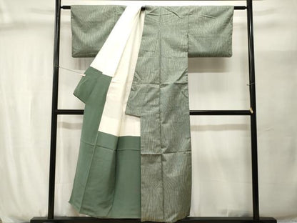 平和屋着物■上質な小紋　紬地　縞　正絹　逸品　CABJ2957ev
