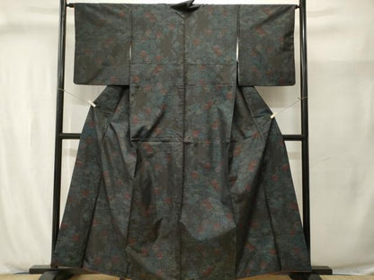 平和屋着物■本場大島紬　枝花文　正絹　逸品　CABJ2958ev