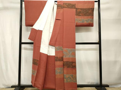 平和屋着物■訪問着　横段鳳凰草花文　金彩　鬼しぼ縮緬　正絹　逸品　CABJ2967ev