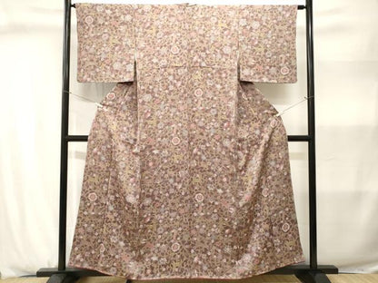 平和屋着物■上質な小紋　更紗動物花鳥文　正絹　逸品　CABJ2973ev