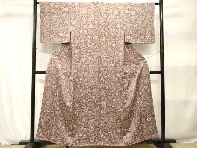 平和屋着物■上質な小紋　更紗動物花鳥文　正絹　逸品　CABJ2973ev