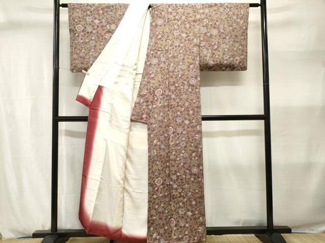 平和屋着物■上質な小紋　更紗動物花鳥文　正絹　逸品　CABJ2973ev