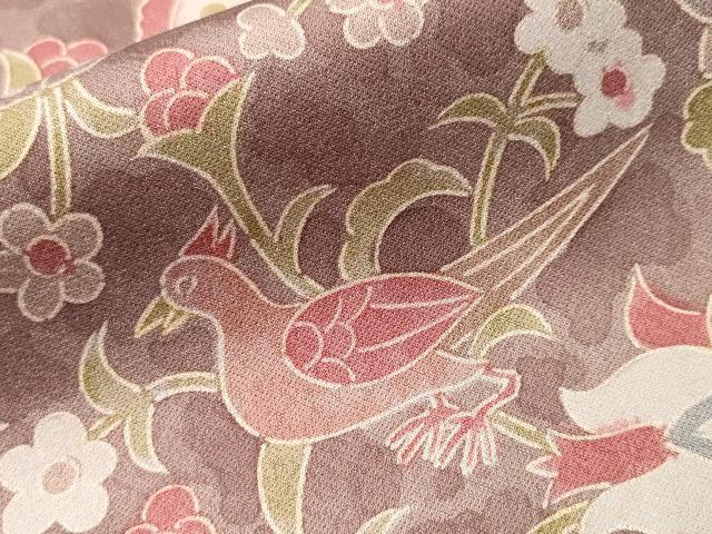 平和屋着物■上質な小紋　更紗動物花鳥文　正絹　逸品　CABJ2973ev