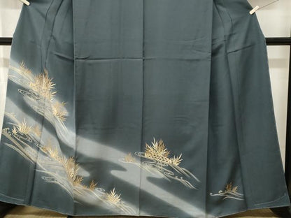 平和屋着物■訪問着　駒刺繍　流水籬草木文　暈し染め　金彩　正絹　逸品　CABJ2980ev