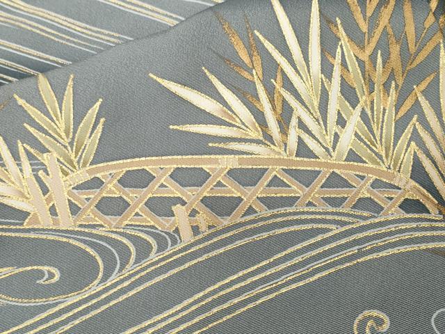 平和屋着物■訪問着　駒刺繍　流水籬草木文　暈し染め　金彩　正絹　逸品　CABJ2980ev
