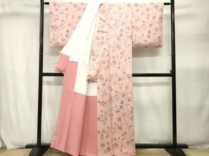 平和屋着物■上質な小紋　更紗枝花文　舞蝶文　正絹　逸品　CABJ2984ev
