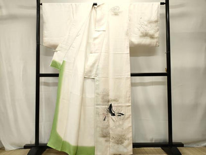 平和屋着物■訪問着　刺繍　十二単　几帳花文　暈し染め　　正絹　逸品　CABJ2989ev