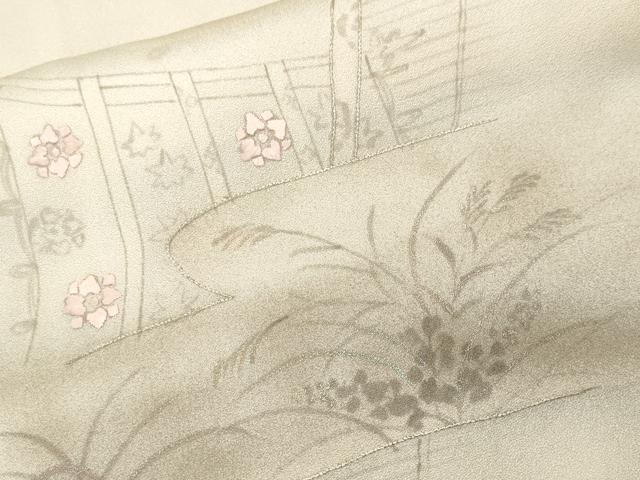 平和屋着物■訪問着　刺繍　十二単　几帳花文　暈し染め　　正絹　逸品　CABJ2989ev