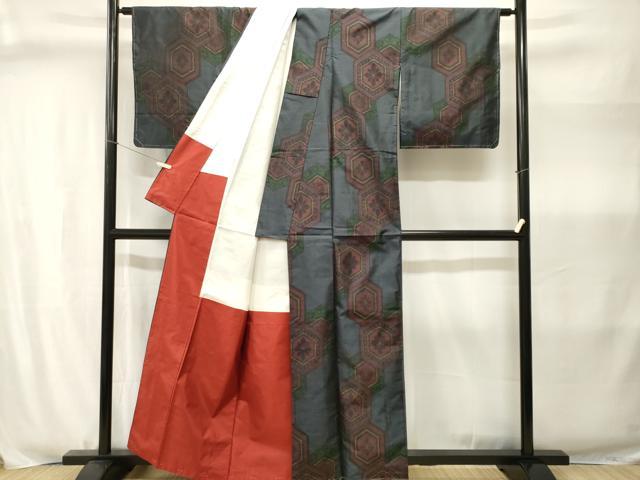 平和屋着物■本場大島紬　亀甲花菱文　正絹　逸品　CABJ2992ev