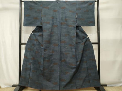 平和屋着物■上質な紬　幾何学文　正絹　逸品　CABJ2995ev