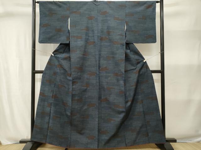 平和屋着物■上質な紬　幾何学文　正絹　逸品　CABJ2995ev