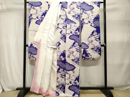 平和屋着物■豪華振袖　絞り　雲取り乱菊草花文　金彩　正絹　逸品　CABJ2996ev