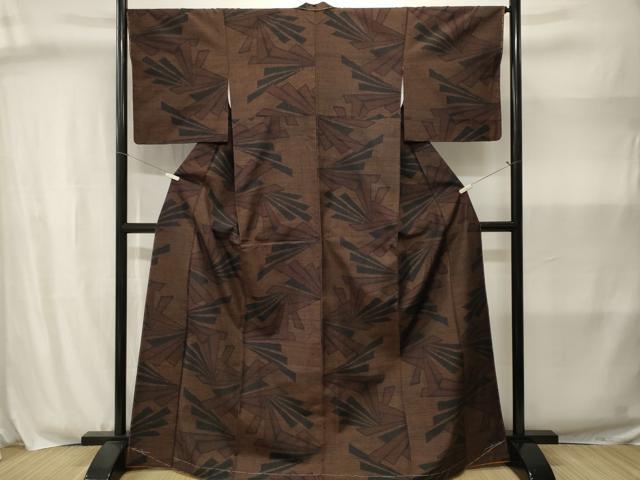 平和屋着物■結城紬　80亀甲　松葉文　正絹　逸品　CABJ2999ev