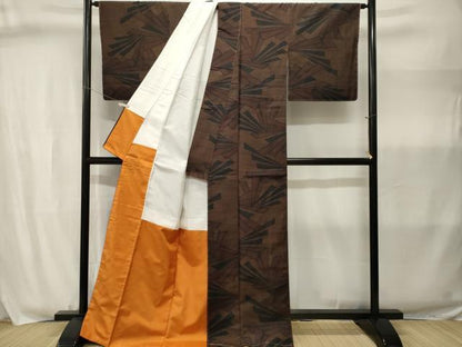 平和屋着物■結城紬　80亀甲　松葉文　正絹　逸品　CABJ2999ev