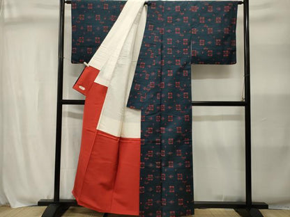 平和屋着物■上質な紬　琉球絣文様　やまと誂製　正絹　逸品　CABJ3000ev