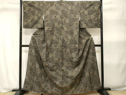 平和屋着物■上質な紬　亀甲繋ぎ風景文　正絹　逸品　CABJ3003ev