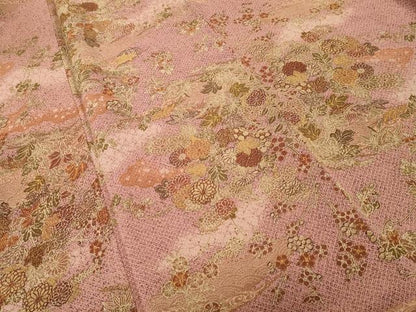 平和屋着物■上質な小紋　鹿の子流水草花文　鬼しぼ縮緬　正絹　逸品　CABJ3005ev