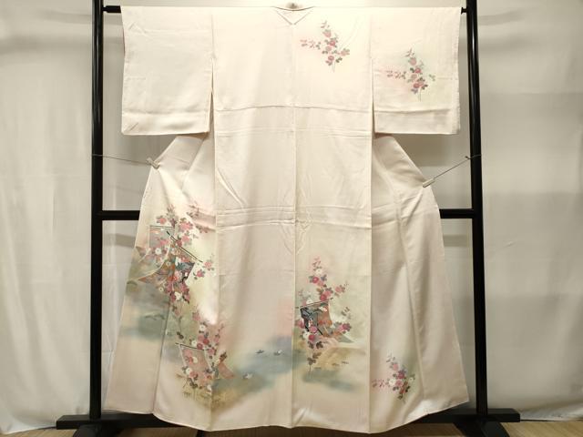 平和屋着物■訪問着　几帳御所車草花文　暈し染め　金彩　正絹　逸品　CABJ3006ev