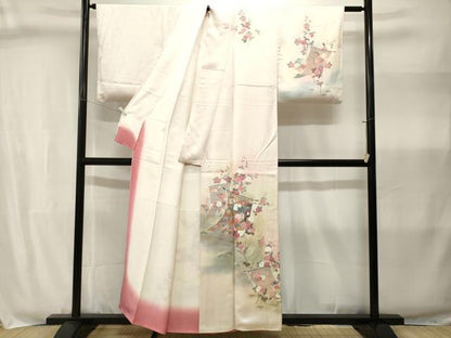 平和屋着物■訪問着　几帳御所車草花文　暈し染め　金彩　正絹　逸品　CABJ3006ev