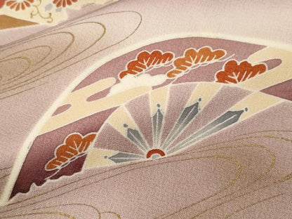 平和屋着物■訪問着　刺繍　片輪車流水花文　暈し染め　金彩　正絹　逸品　CABJ3008ev