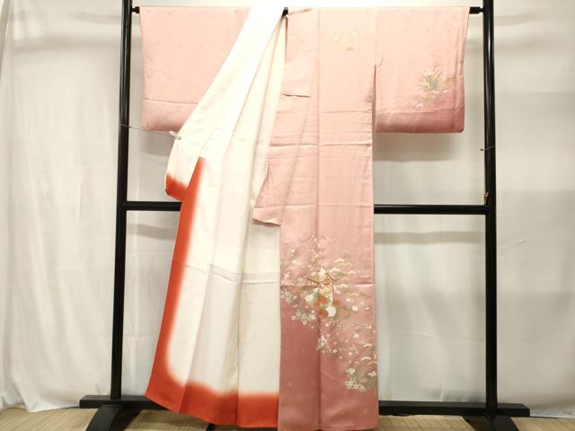 平和屋着物■訪問着　鉾　松飛鶴花文　暈し染め　金彩　正絹　逸品　CABJ3011ev