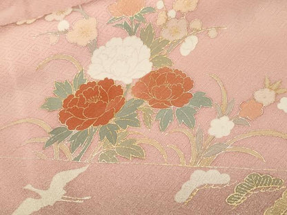 平和屋着物■訪問着　鉾　松飛鶴花文　暈し染め　金彩　正絹　逸品　CABJ3011ev