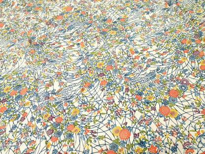 平和屋着物■上質な小紋　流水草花文　鬼しぼ縮緬　正絹　逸品　CABJ3015ev