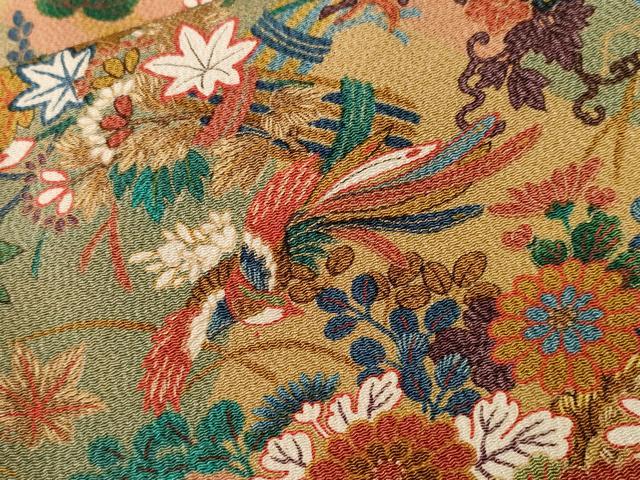 平和屋着物■上質な小紋　鳳凰枝花文　暈し染め　鬼しぼ縮緬　正絹　逸品　CABJ3016ev