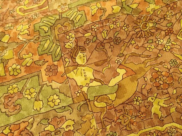 平和屋着物■上質な小紋　狩猟文　花文　正絹　逸品　CABJ3018ev