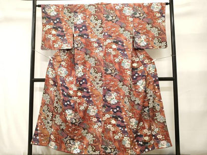 平和屋着物■上質な小紋　宝尽し飛鶴花蝶文　暈し染め　金彩　正絹　逸品　CABJ3022ev