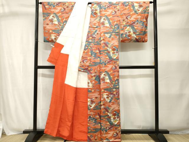 平和屋着物■上質な小紋　遠山草花文　金彩　正絹　逸品　CABJ3023ev